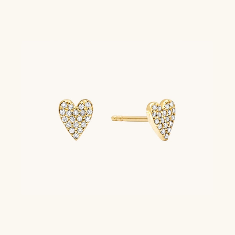 Sparkling Heart Stud Earrings