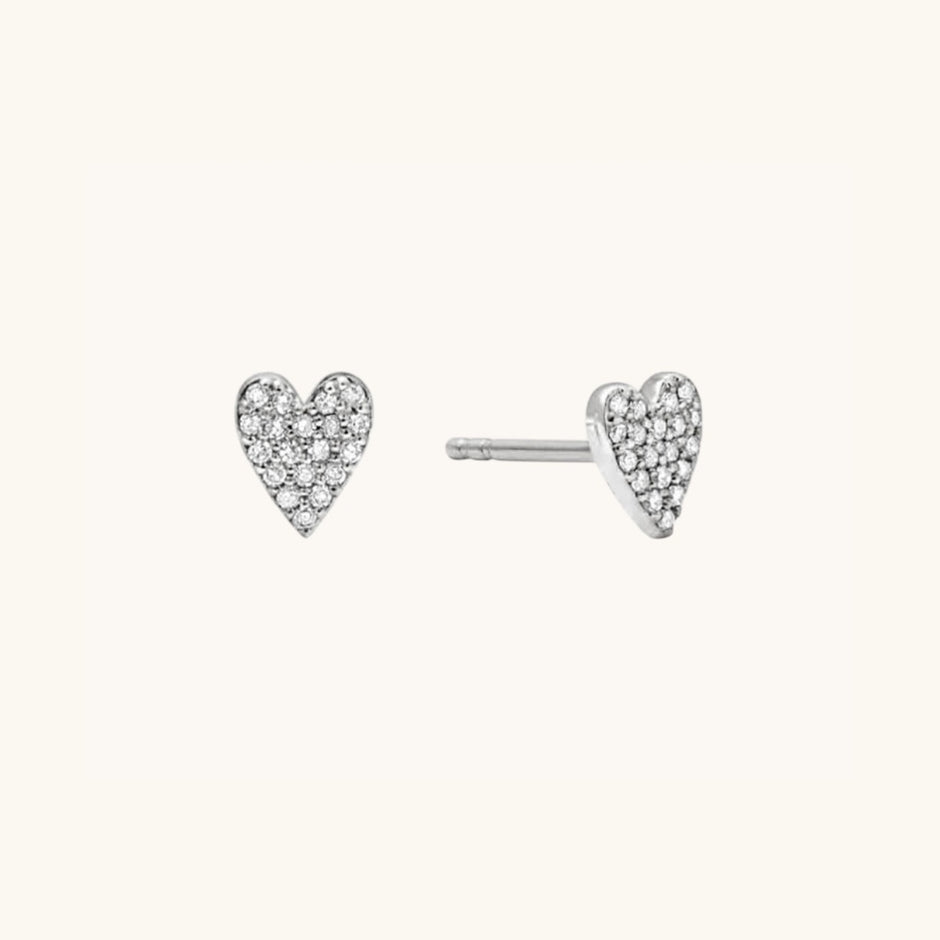 Sparkling Heart Stud Earrings