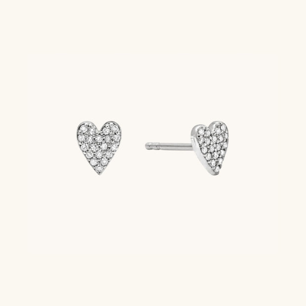 Sparkling Heart Stud Earrings
